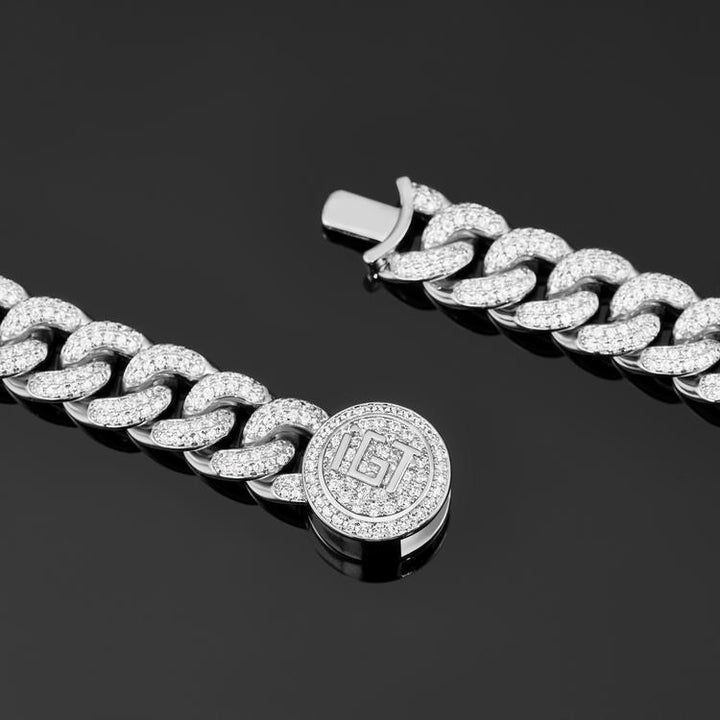 Diamond Cuban Link Choker (12mm) In White Gold - iGT