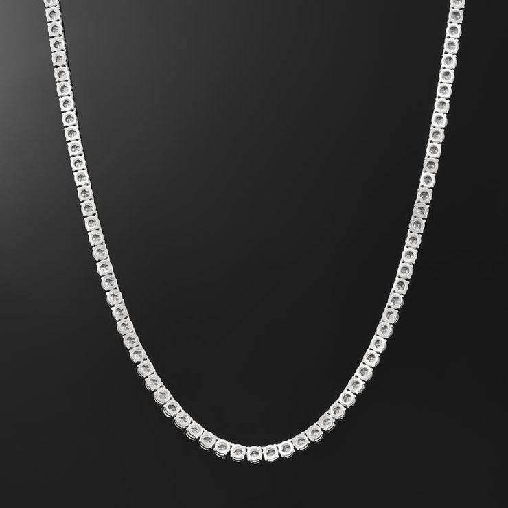 5mm Round Cut Tennis Necklace In White Gold - iGT