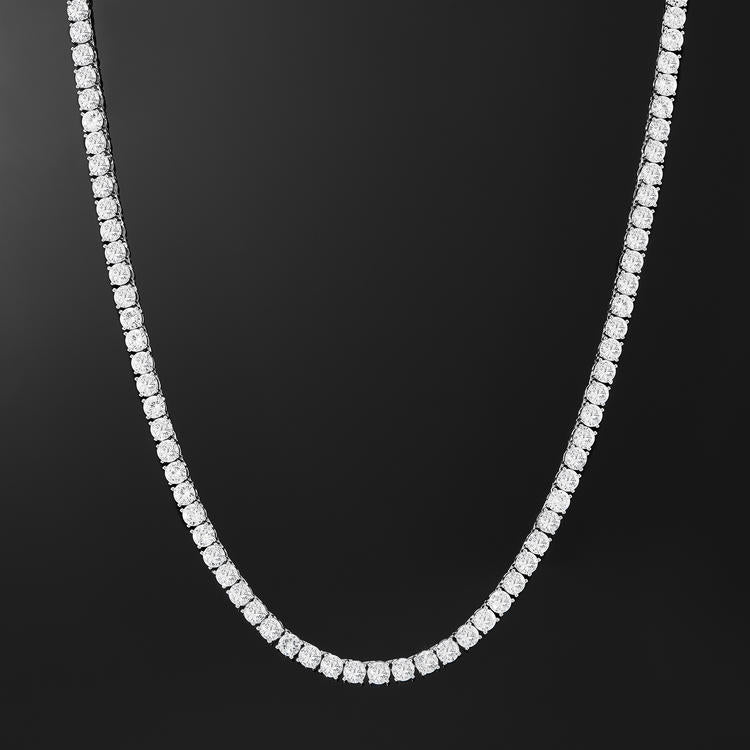 5mm Round Cut Tennis Necklace In White Gold - iGT