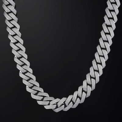 19mm Prong Cuban Link Chain White Gold - iGT