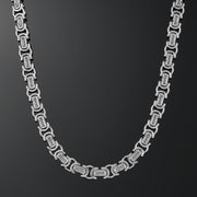 12mm Byzantine Link Chain in White Gold
