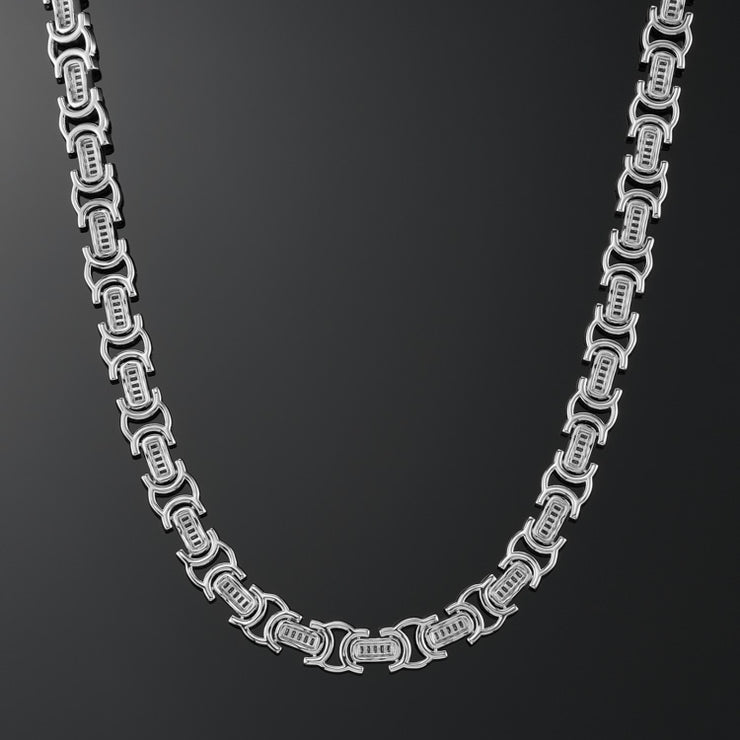 12mm Byzantine Link Chain in White Gold