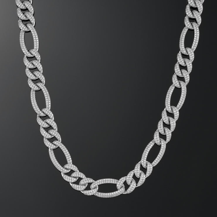 15mm Figaro Link Chain in White Gold