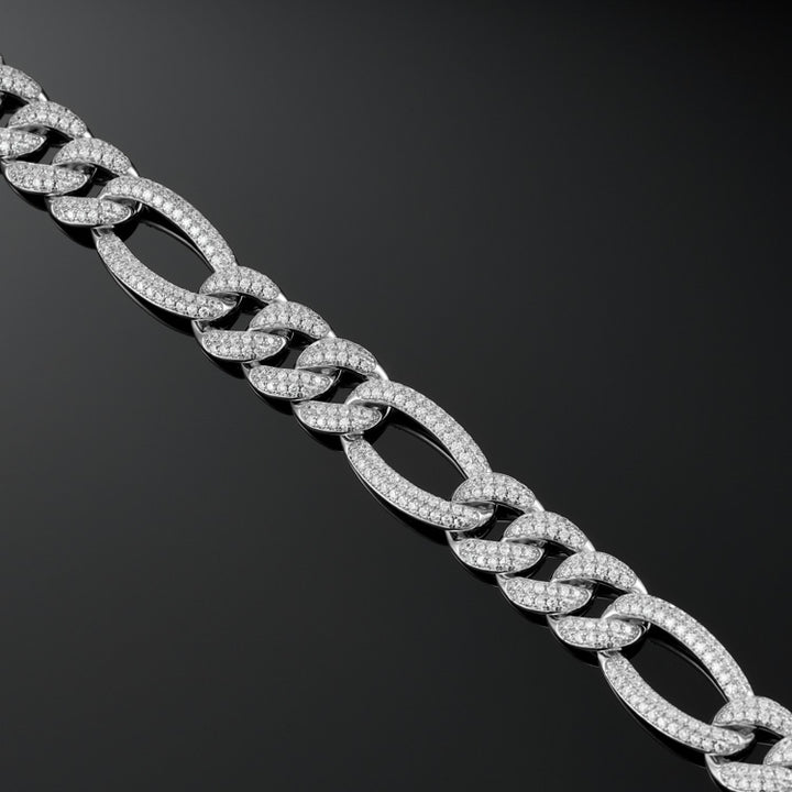 15mm Figaro Link Chain in White Gold