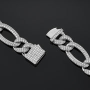 15mm Figaro Link Chain in White Gold