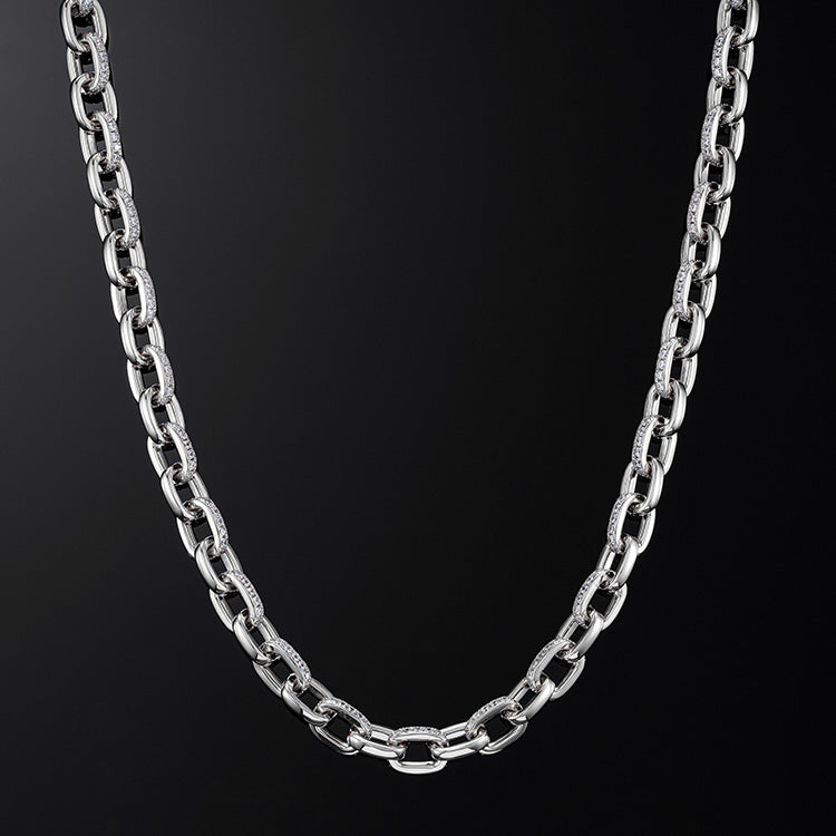 10mm H-Link Chain in White Gold