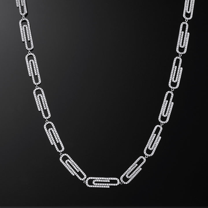 8mm Paper Clip Chain in White Gold