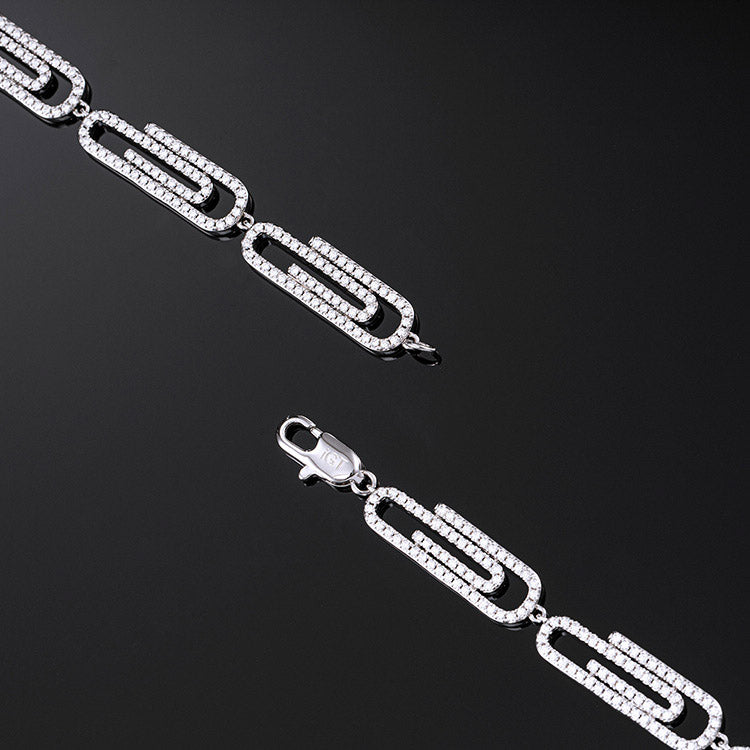 8mm Paper Clip Chain in White Gold