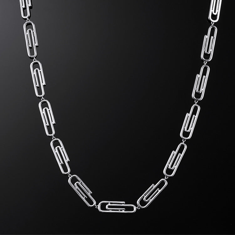 8mm Paper Clip Chain in White Gold