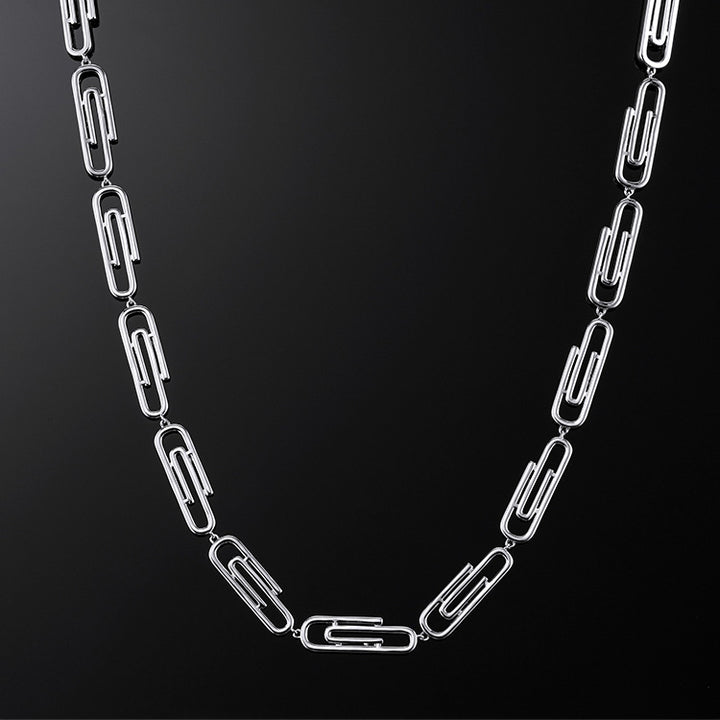 8mm Paper Clip Chain in White Gold
