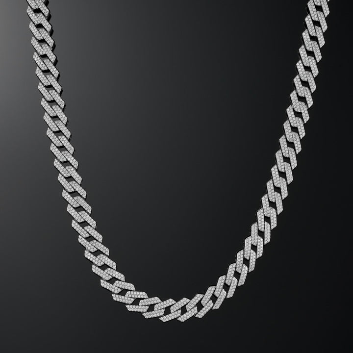 12mm Prong Cuban Link Chain in White Gold