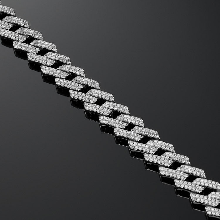 12mm Prong Cuban Link Chain in White Gold