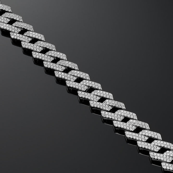 12mm Prong Cuban Link Chain in White Gold