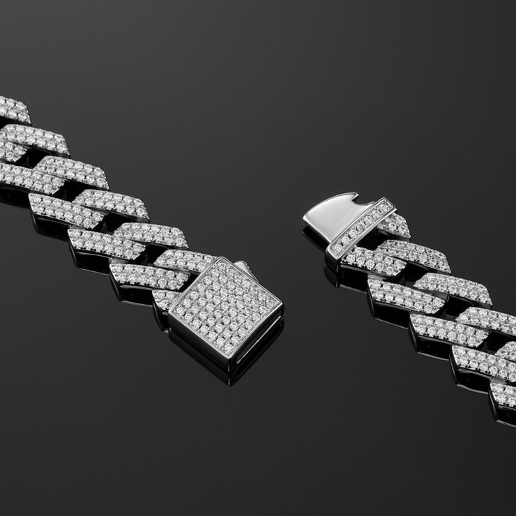 12mm Prong Cuban Link Chain in White Gold