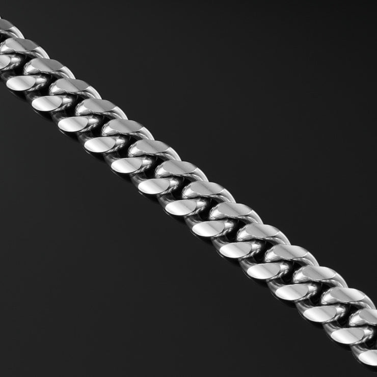 12mm Miami Cuban Link Chain in White Gold