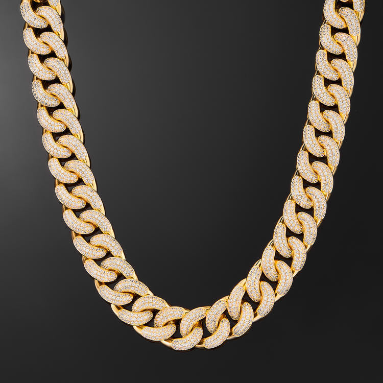 Diamond Cuban Link Choker (19mm) In Yellow Gold - iGT
