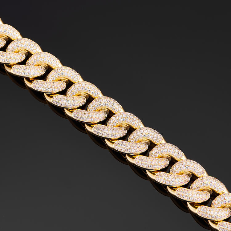Diamond Cuban Link Choker (19mm) In Yellow Gold - iGT