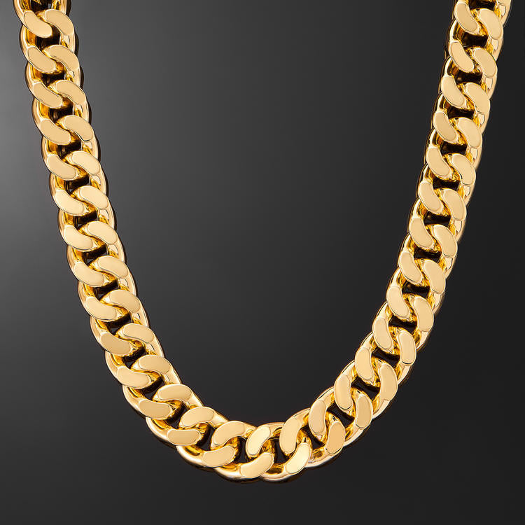 Diamond Cuban Link Choker (19mm) In Yellow Gold - iGT