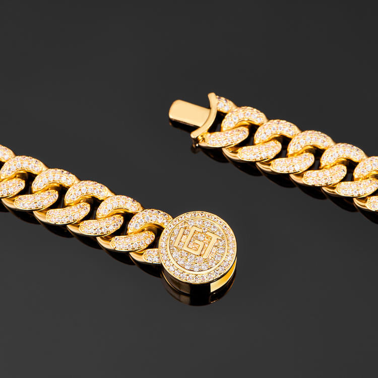 Diamond Cuban Link Choker (12mm) In Yellow Gold - iGT