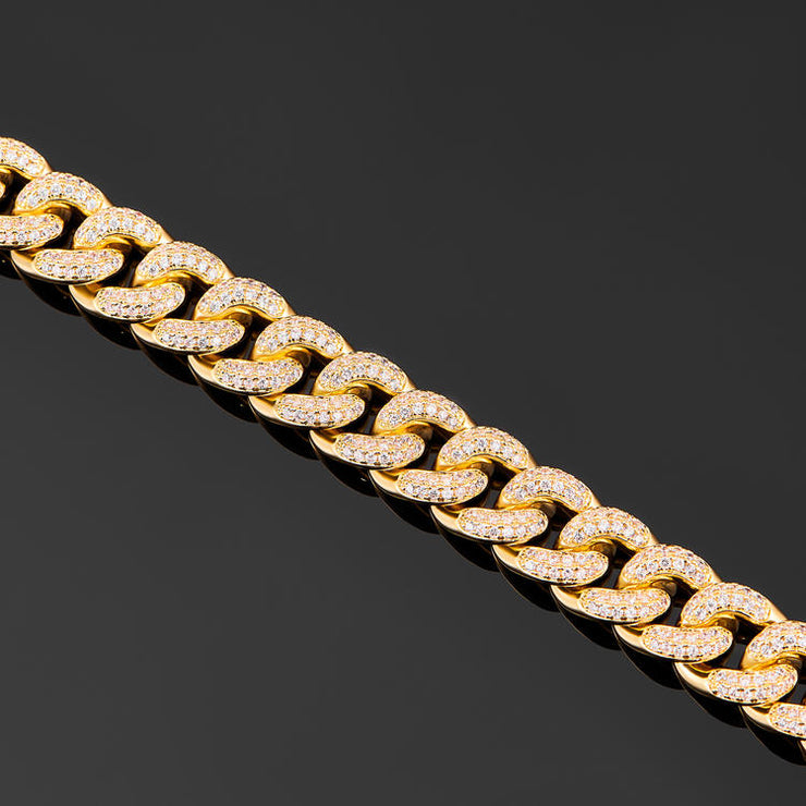 Diamond Cuban Link Choker (12mm) In Yellow Gold - iGT