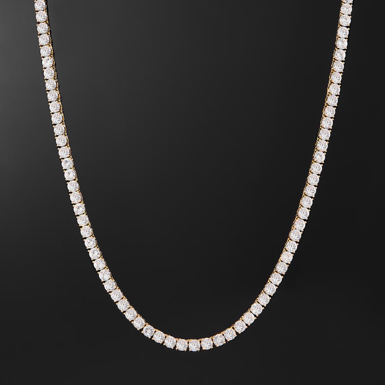 5mm Round Cut Tennis Necklace In Yellow Gold - iGT