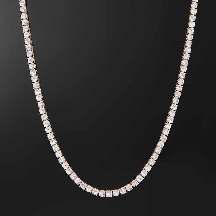 5mm Round Cut Tennis Necklace In Yellow Gold - iGT