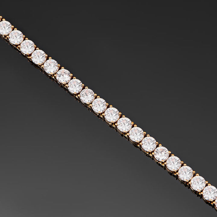 5mm Round Cut Tennis Necklace In Yellow Gold - iGT