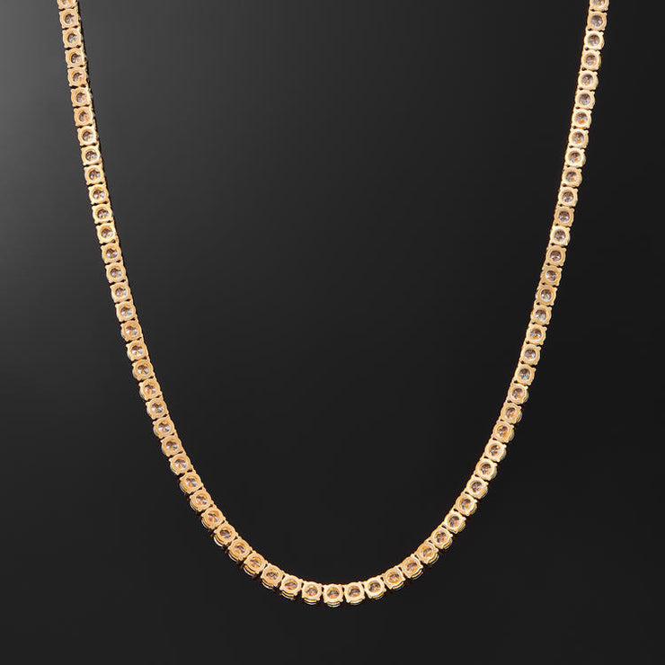 5mm Round Cut Tennis Necklace In Yellow Gold - iGT