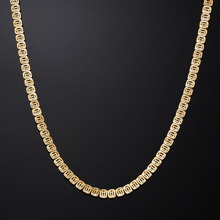6mm Baguette Tennis Chain in Yellow Gold