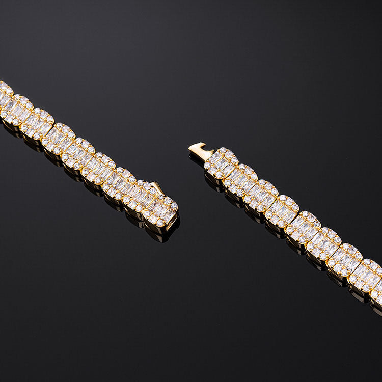 6mm Baguette Tennis Chain in Yellow Gold