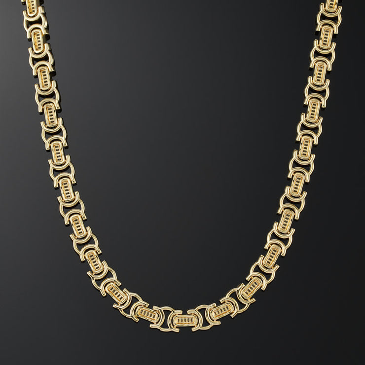 12mm Byzantine Link Chain in Yellow Gold