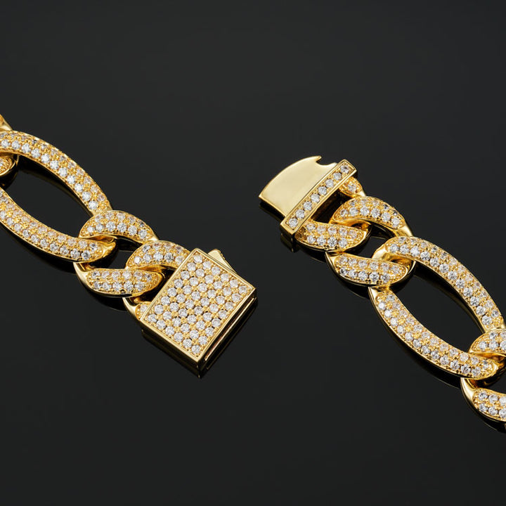 15mm Figaro Link Chain in Yellow Gold