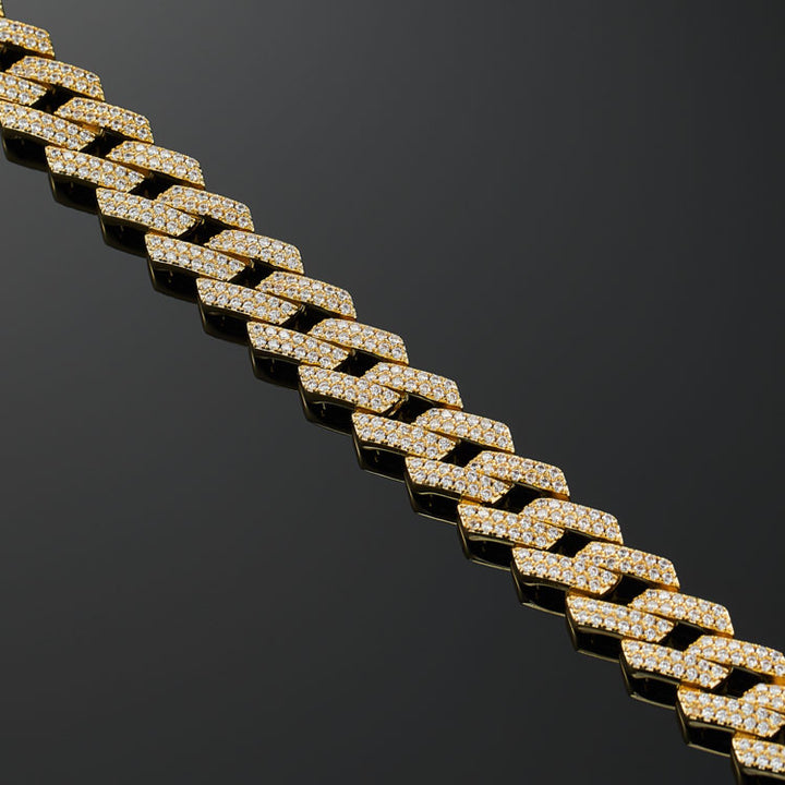 12mm Prong Cuban Link Chain in Yellow Gold
