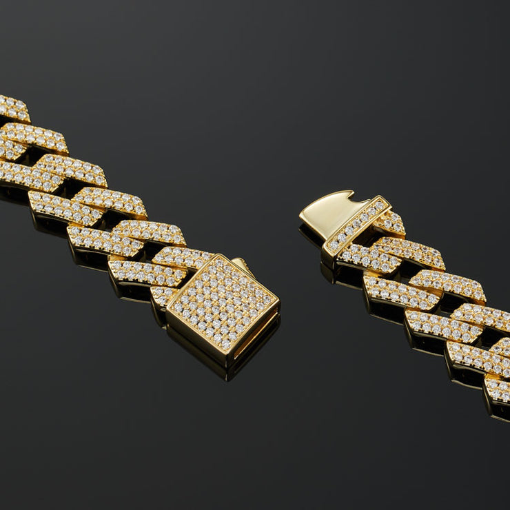 12mm Prong Cuban Link Chain in Yellow Gold