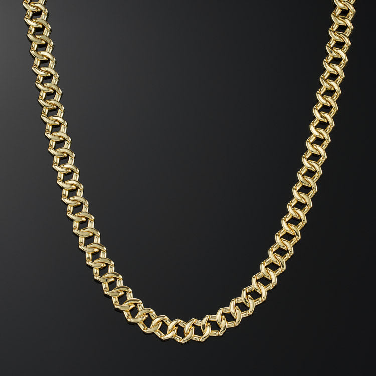 12mm Prong Cuban Link Chain in Yellow Gold