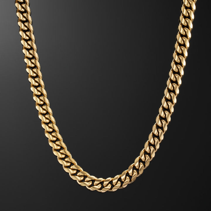 12mm Miami Cuban Link Chain in Yellow Gold