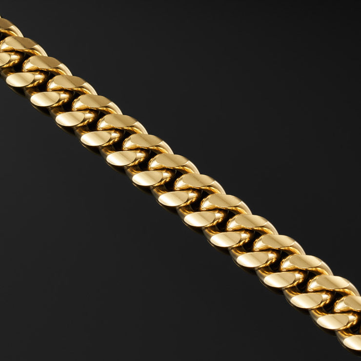 12mm Miami Cuban Link Chain in Yellow Gold