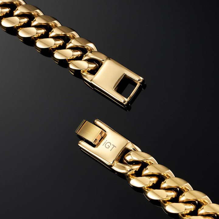 12mm Miami Cuban Link Chain in Yellow Gold