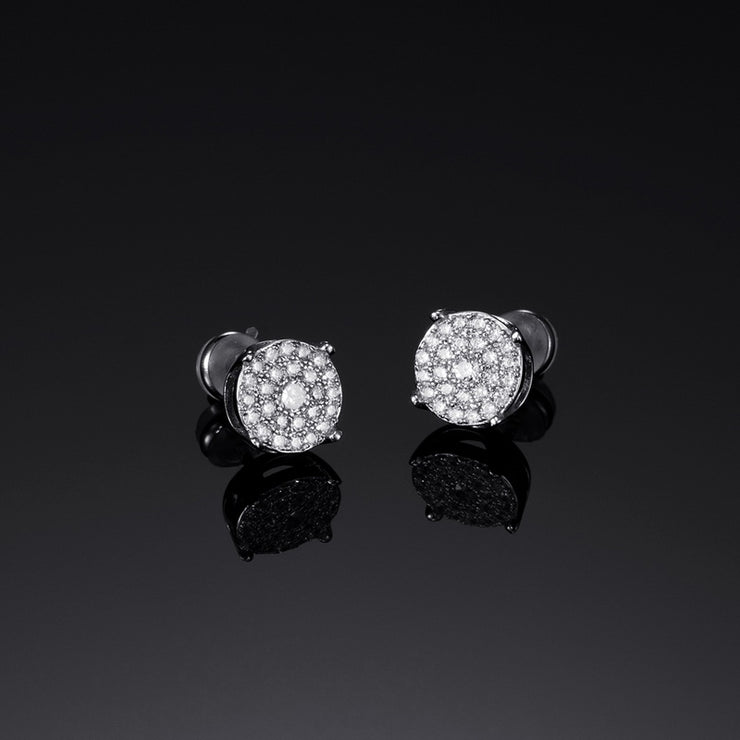 925 Sterling Silver Cluster Round Earrings