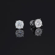 925 Sterling Silver Cluster Solitaire Earrings