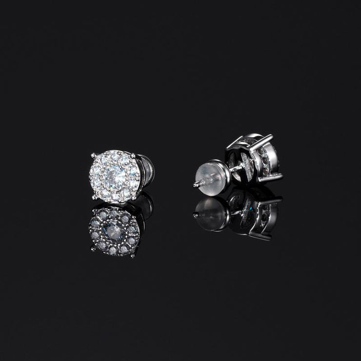 925 Sterling Silver Cluster Solitaire Earrings