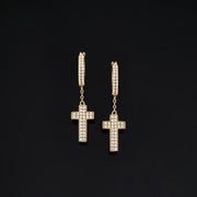 925 Sterling Silver Cross Earrings with  Double-sided drill