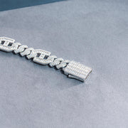 Made to Order 15mm S925 Moissanite Prong Baguette Cuban Chain or Bracelet