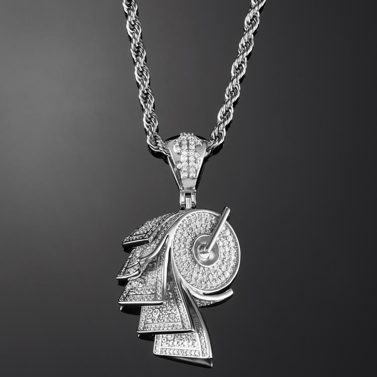 Iced Roll Of Money White Gold Pendant - iGT