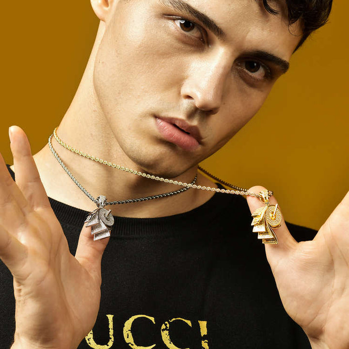 Iced Roll Of Money Yellow Gold Pendant - iGT