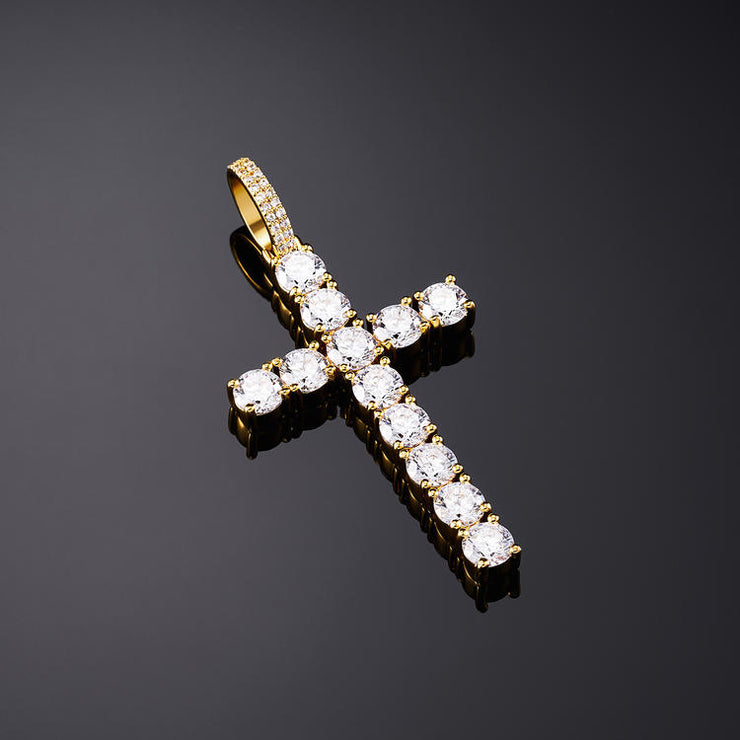 Iced Cross Pendant Yellow Gold - iGT