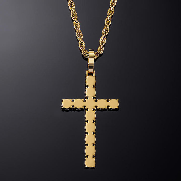 Iced Cross Pendant Yellow Gold - iGT