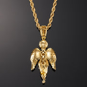 Iced Angel Yellow Gold Pendant - iGT