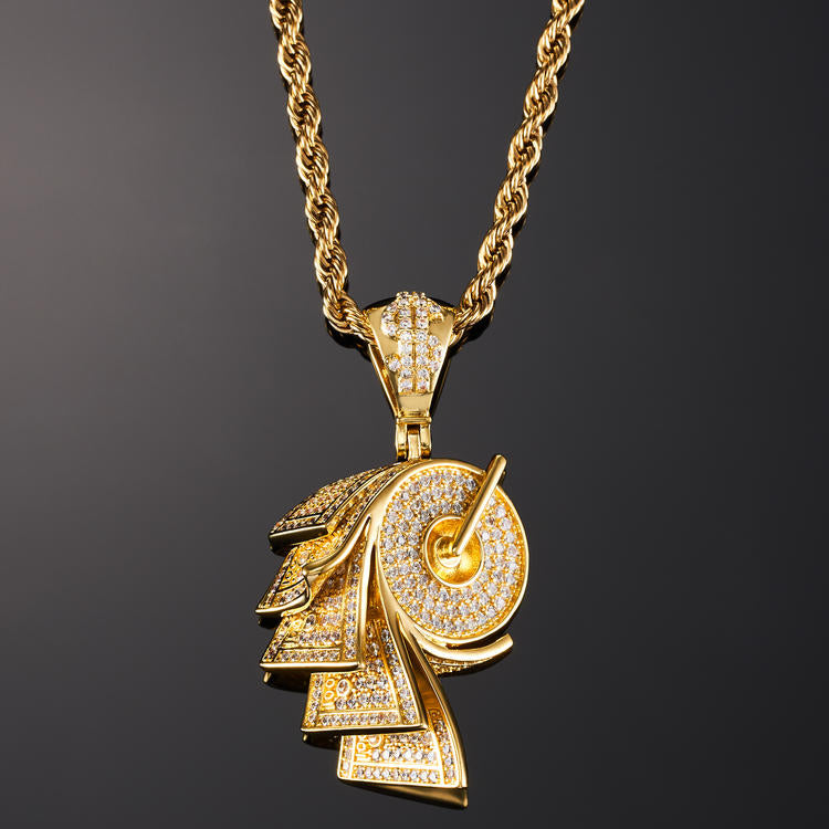 Iced Roll Of Money Yellow Gold Pendant - iGT