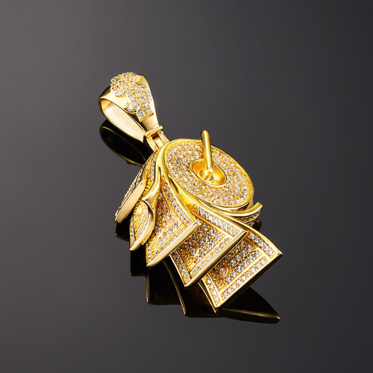 Iced Roll Of Money Yellow Gold Pendant - iGT